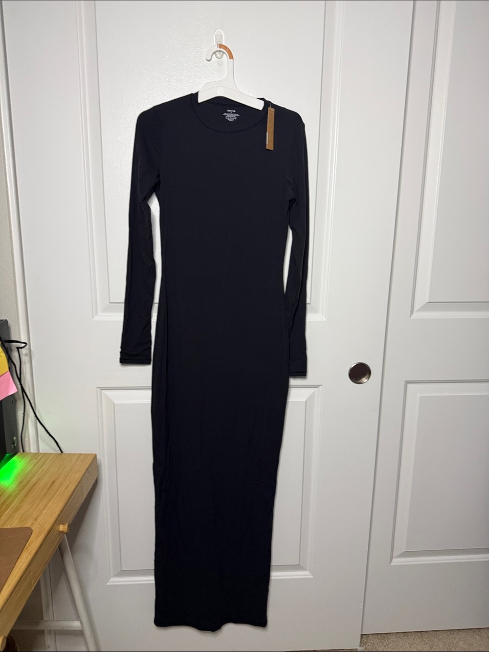SKIMS Black Long Sleeve Maxi Dress